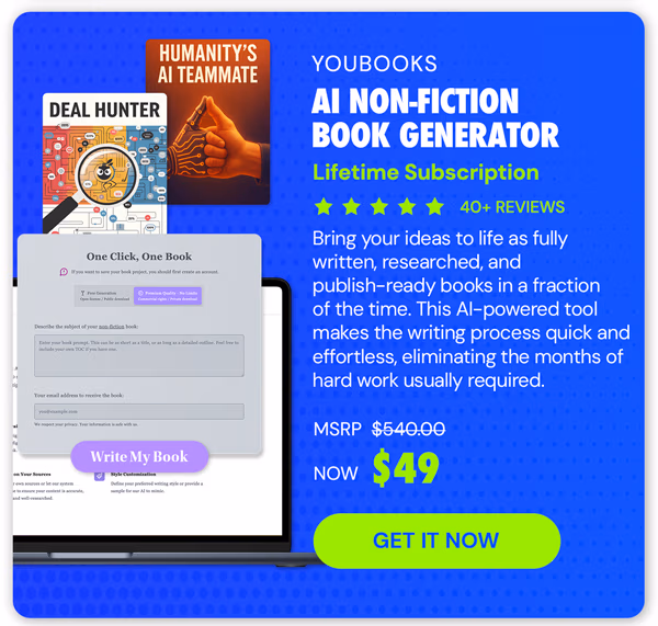 Youbooks AI Non-Fiction Book Generator: (Fan Plan) Lifetime Subscriptions