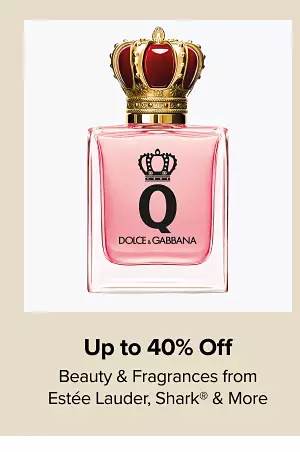 Up to 40% off beauty and fragrances from Estée Lauder, Shark and more. A perfume bottle.