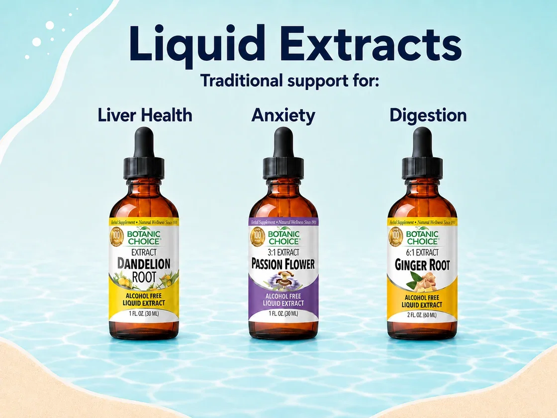 liquid extracts Dandelion, Passion and Ginger