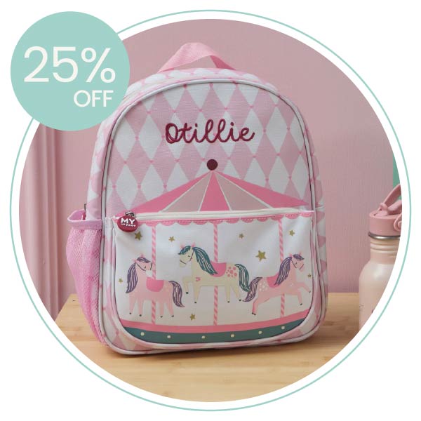Personalised Harlequin Carousel Medium Backpack