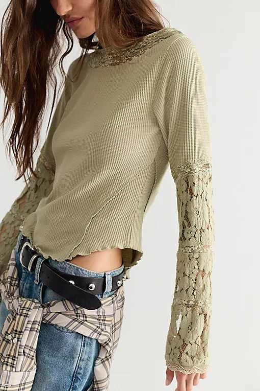 Amber Lace Cuff Long Sleeve Top