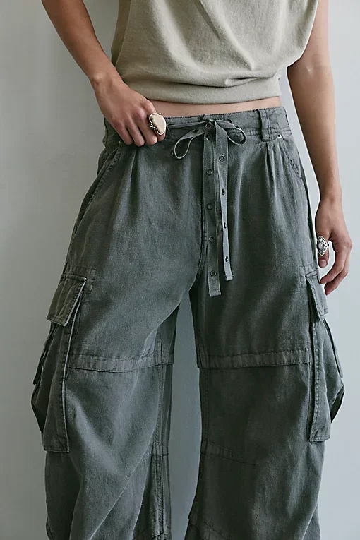 We The Free Reef Curved Linen Cargo Pants