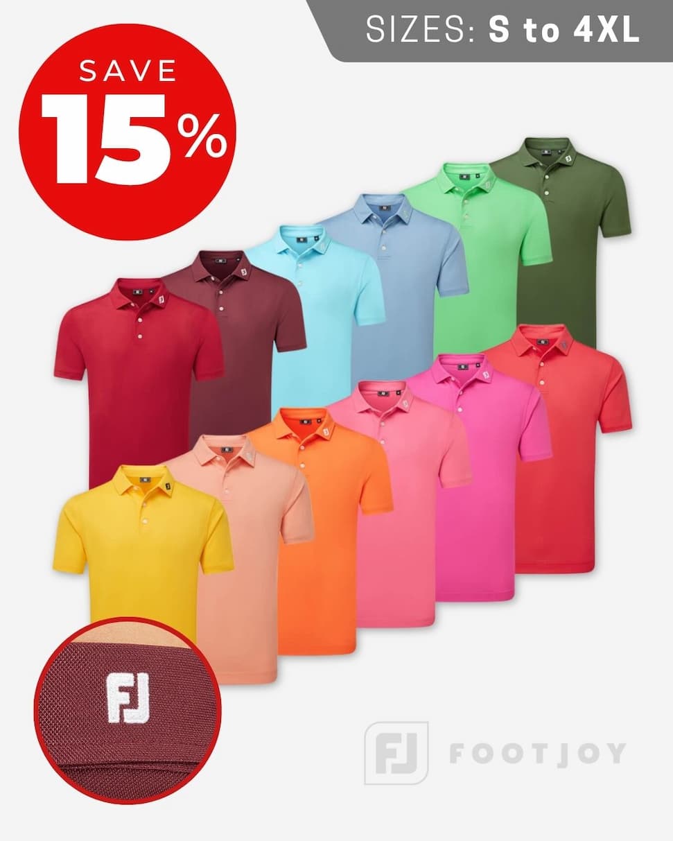 Footjoy Mens Pique Solid Athletic Moisture Wicking Golf Polo Shirt