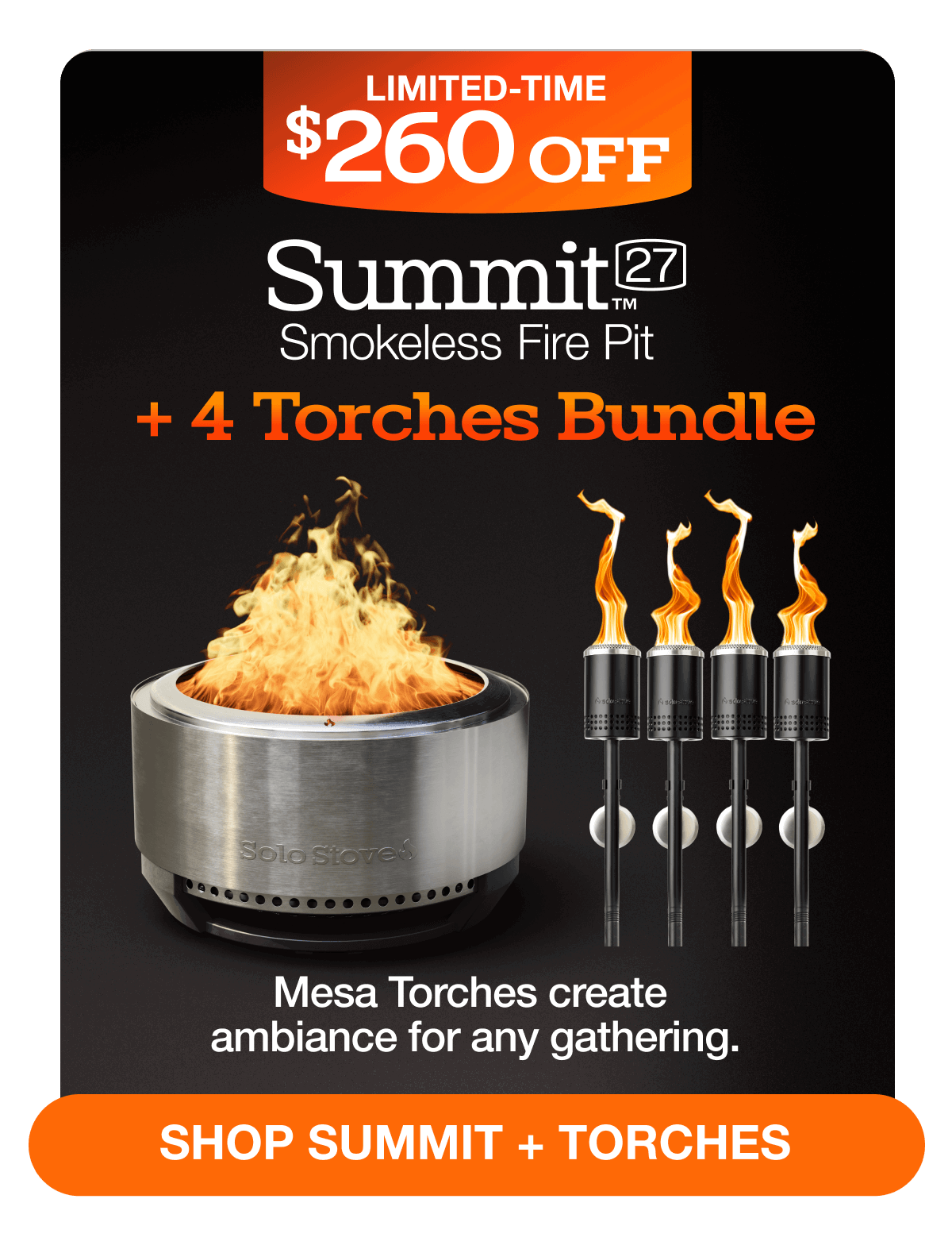 Summit 27 Fire Pit + Torches Bundle