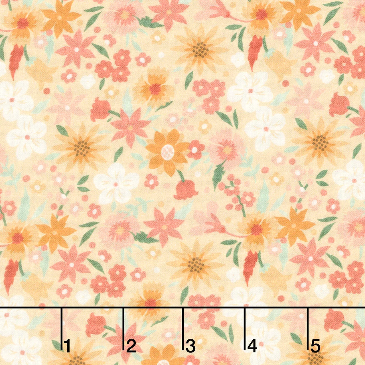 Maple and Marigolds - Flowers Maize Yardage