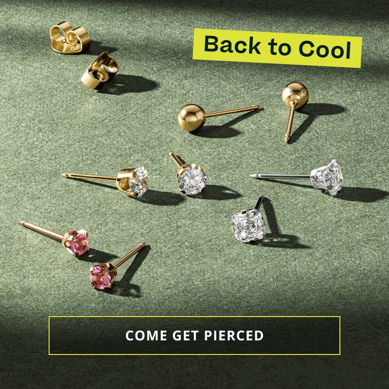 Assortment of flat back diamond & colored gemstone studs. Back to cool. Click here to come get pierced