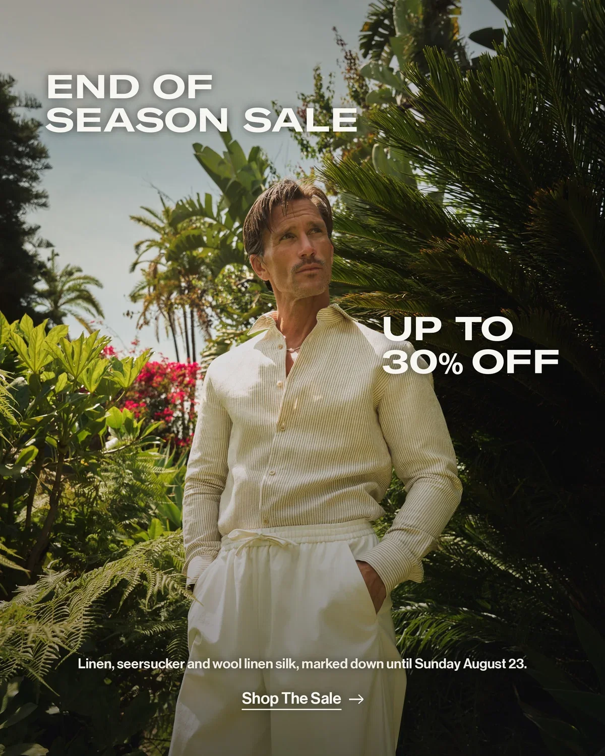 End of season sale. Up to 30% off. Shop the sale.