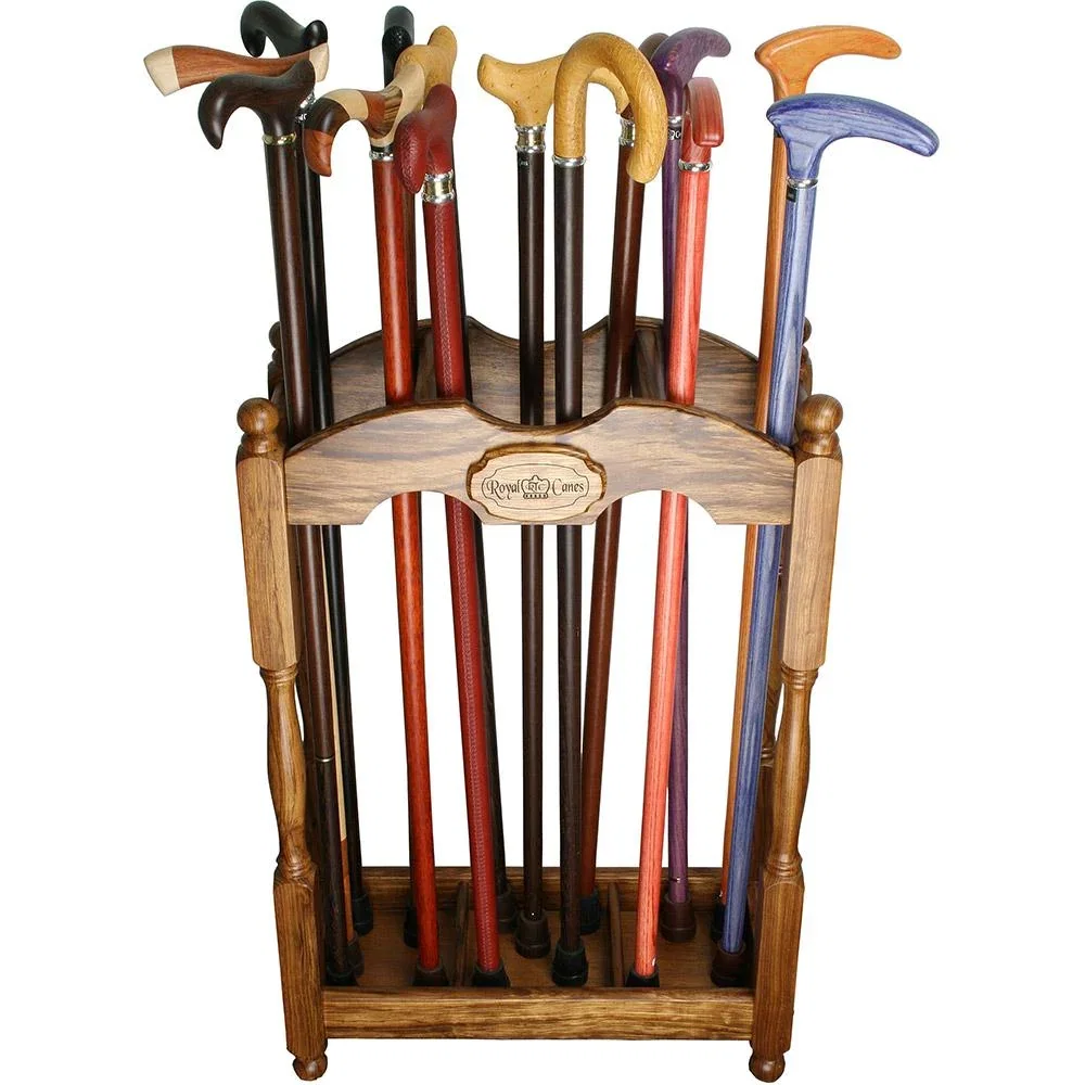 Image of Luxury Square Cane Stand: Unique Design in Exotic Ovangkol Wood
