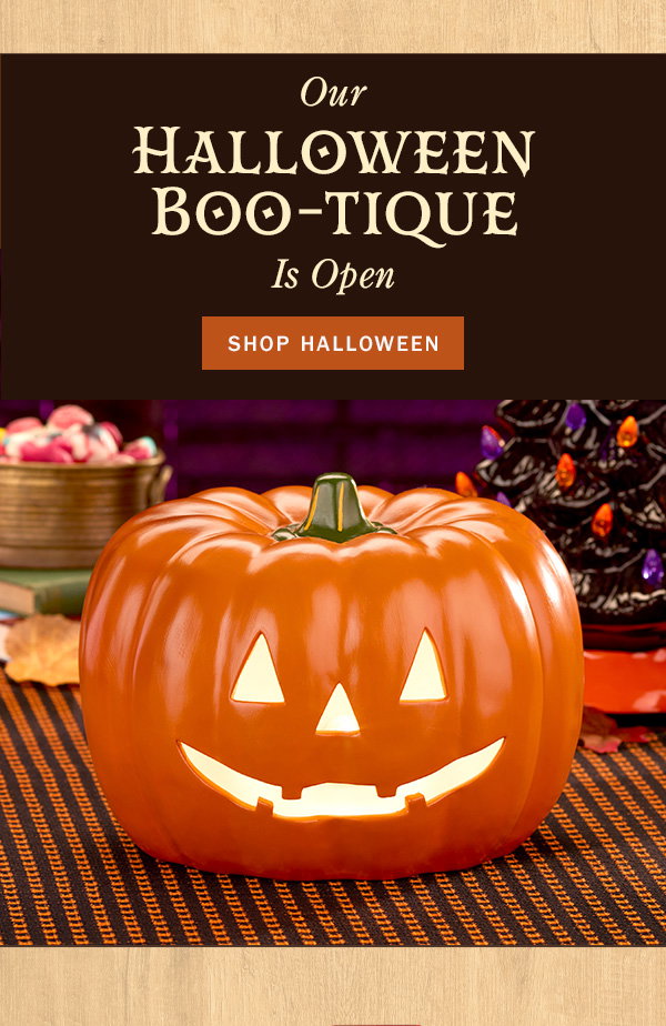 Our Halloween Boo-tique Is Open. Shop Halloween. Lighted Halloween Jack-o'-Lantern Ceramic Decoration