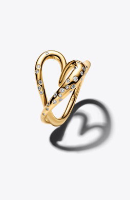 Organically Shaped Stone-Set Heart Ring 