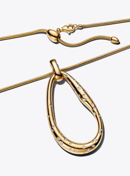 Organically Shaped Stone-Set Statement Pendant Necklace