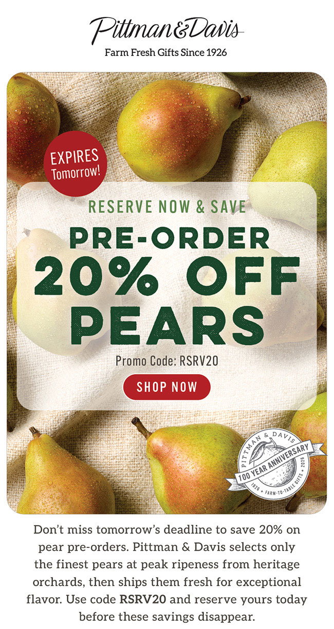 20% OFF Pears