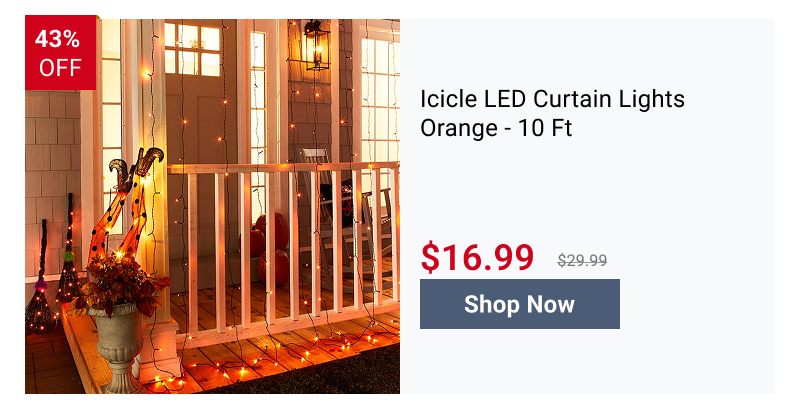 Icicle LED Curtain Lights Orange - 10 Ft