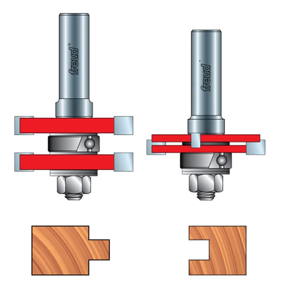 Freud® 99-036 Adjustable Tongue & Groove Router Bit Set - 1/2