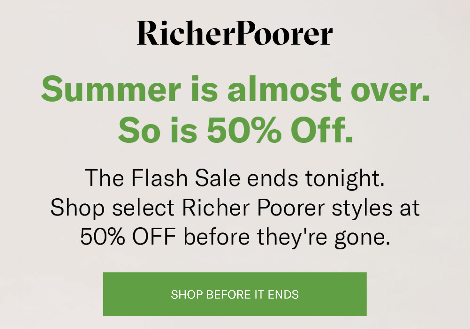 Summer is almost over. So is 50% off.