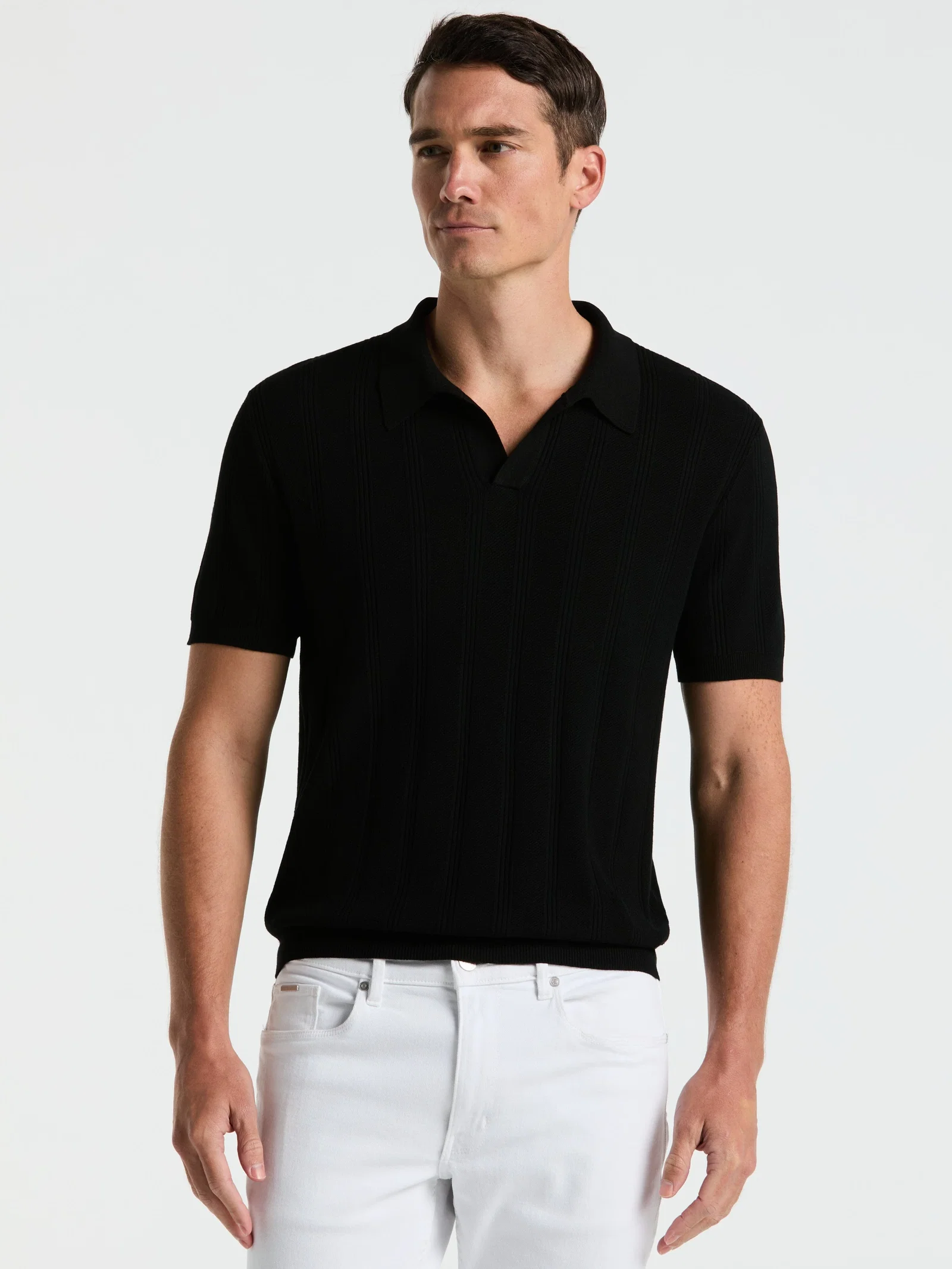 Mesh Stripe Sweater Polo