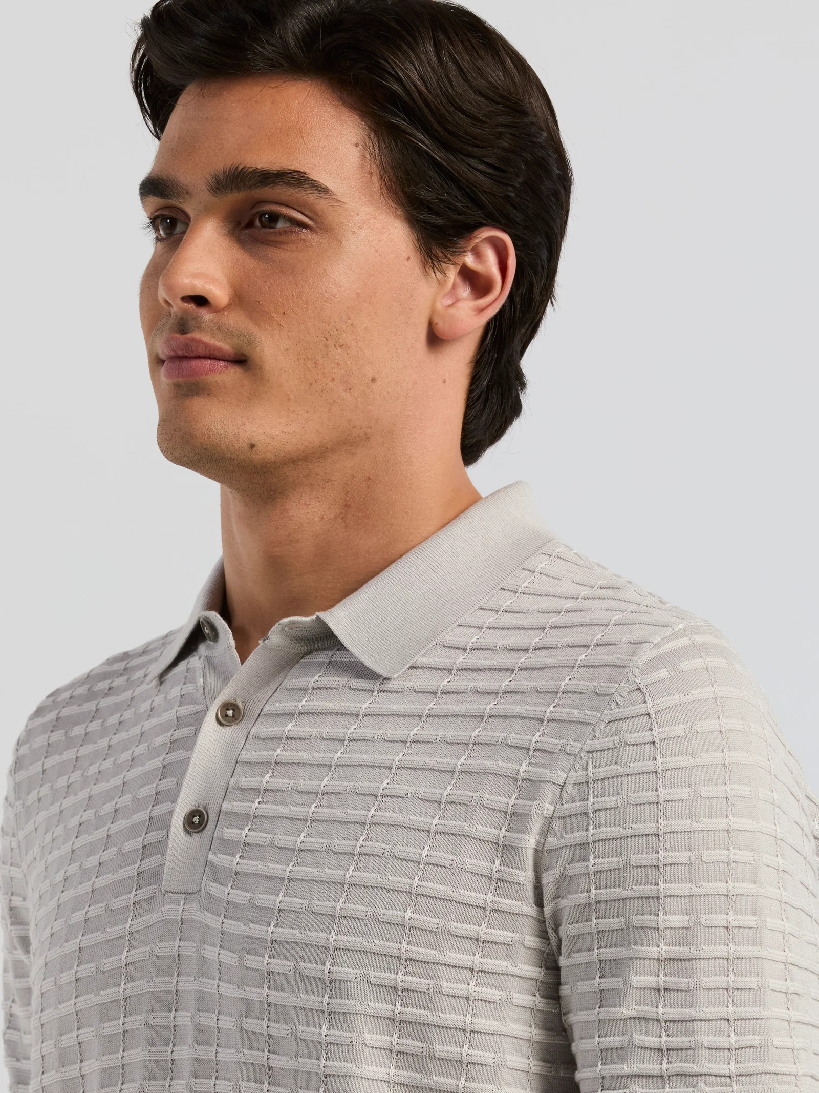 Grid Jacquard Sweater Polo