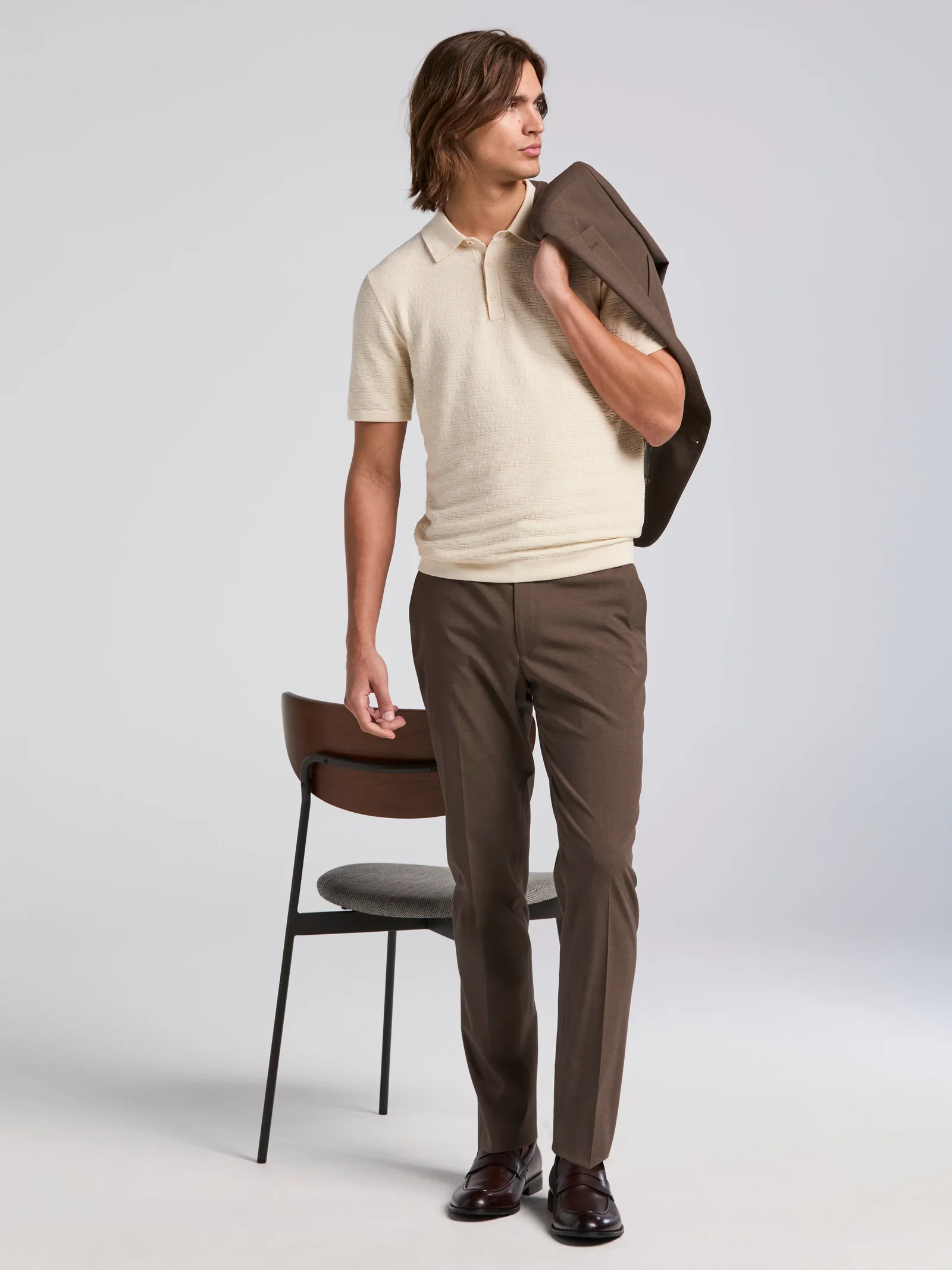 Textured Polo Sweater