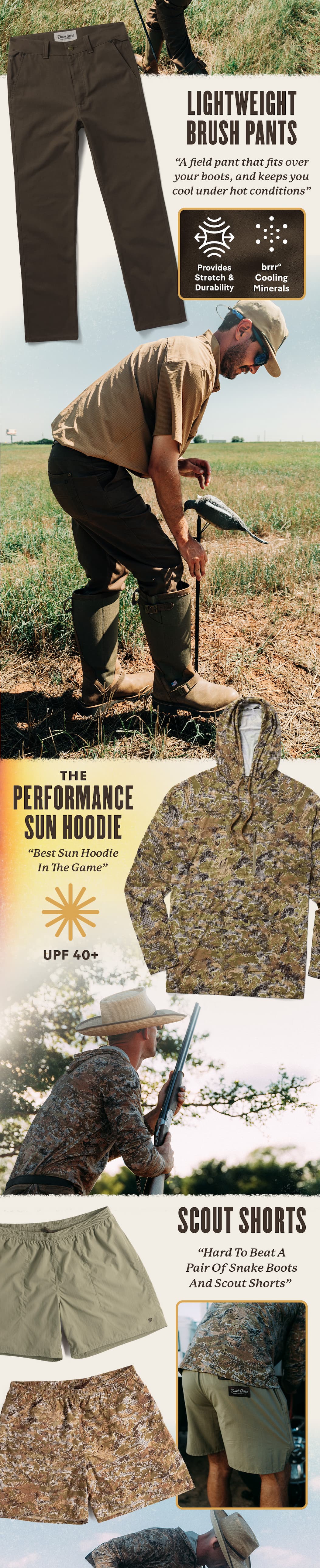 You wait all year for it. The first flight, a pile of shells, and a field full of friends.    We pulled together everything we use on opening day. Gear to beat the heat, get through the field, and handle everything the hunt brings with it.
