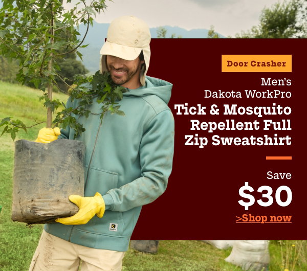 Door Crasher Men's Dakota WorkPro Tick & Mosquito Repellent Full Zip Sweatshirt Save $30