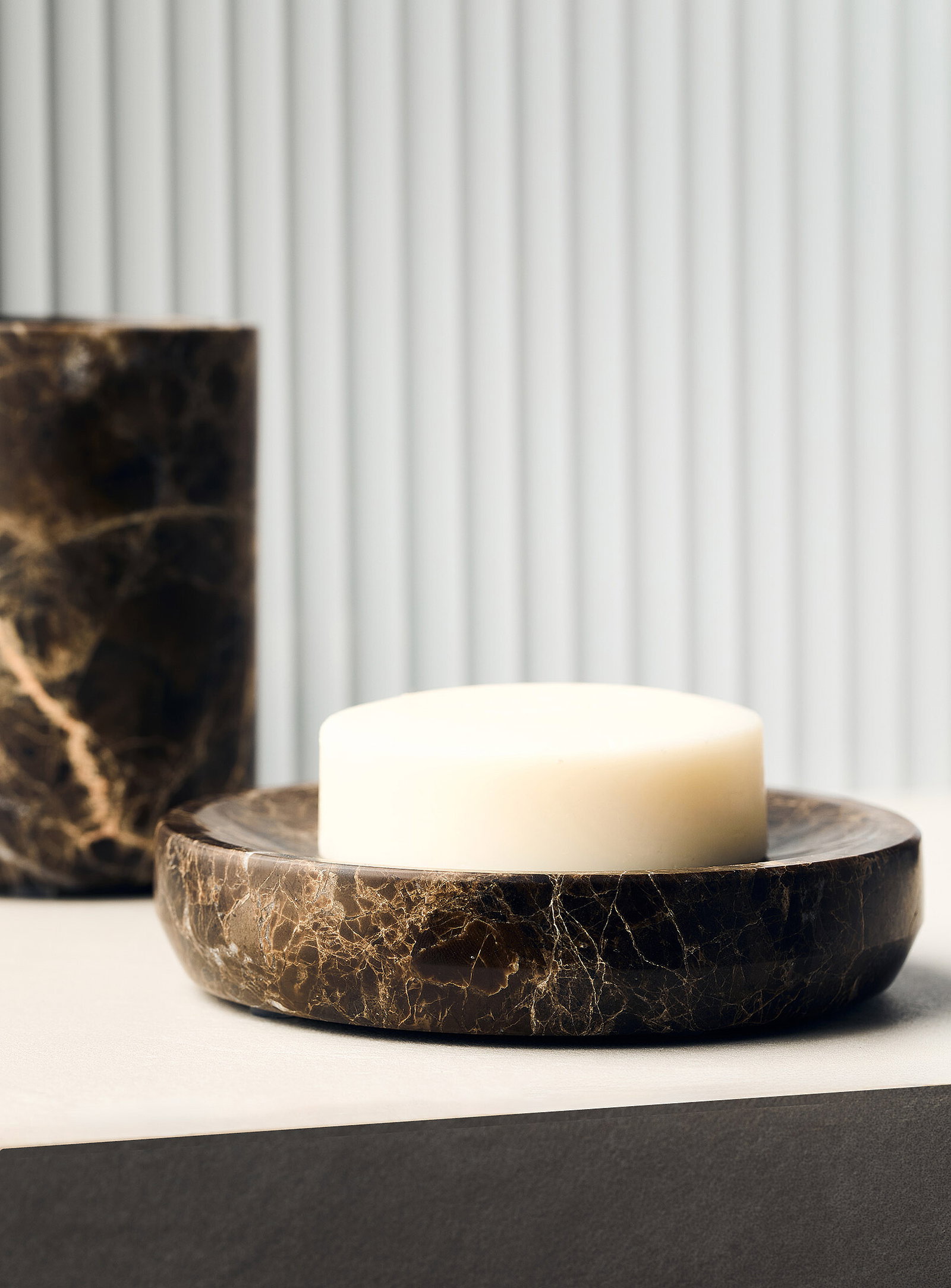 Brown genuine marble soapdish