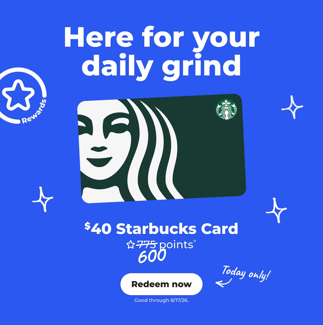 $40 Starbucks Card (with 600 points°) - Redeem now