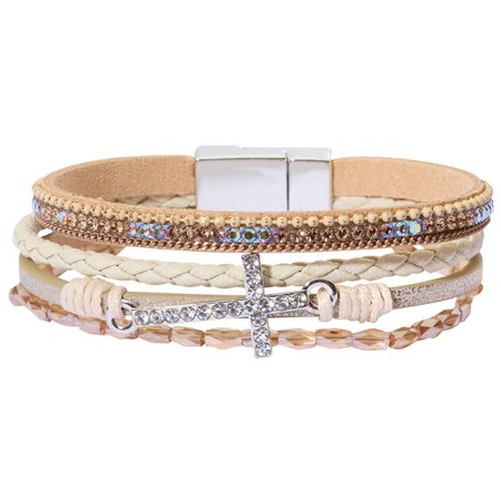 Image of Multi-Layered Cross Bracelet, Natural