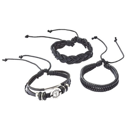 Image of Crown of Thorns & Cross Bracelet Set, Black