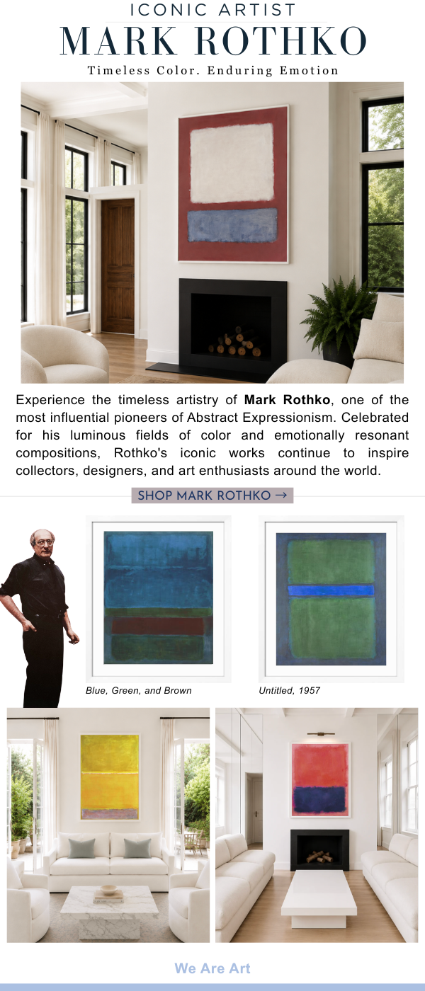 Iconic Artist: Mark Rothko - Timeless Color. Enduring Emotion. Experience the timeless artistry of Mark Rothko, one of the most influential pioneers of Abstract Expressionism. Celebrated for his luminous fields of color and emotionally resonant compositions, Rothko's iconic works continue to inspire collectors, designers, and art enthusiasts around the world. 