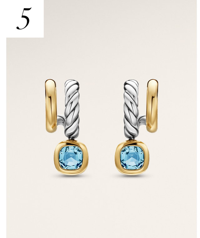 DY Mercer® Color Two Row Drop EarringsSterling Silver with 18K Yellow Gold and Sky Blue Topaz, 19.5mm