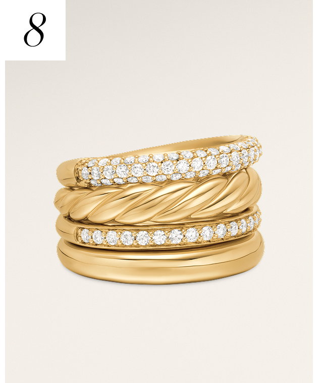 DY Mercer® Multi Row Ring18K Yellow Gold with Diamonds, 14mm