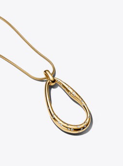 Organically Shaped Stone-Set Pendant Necklace 