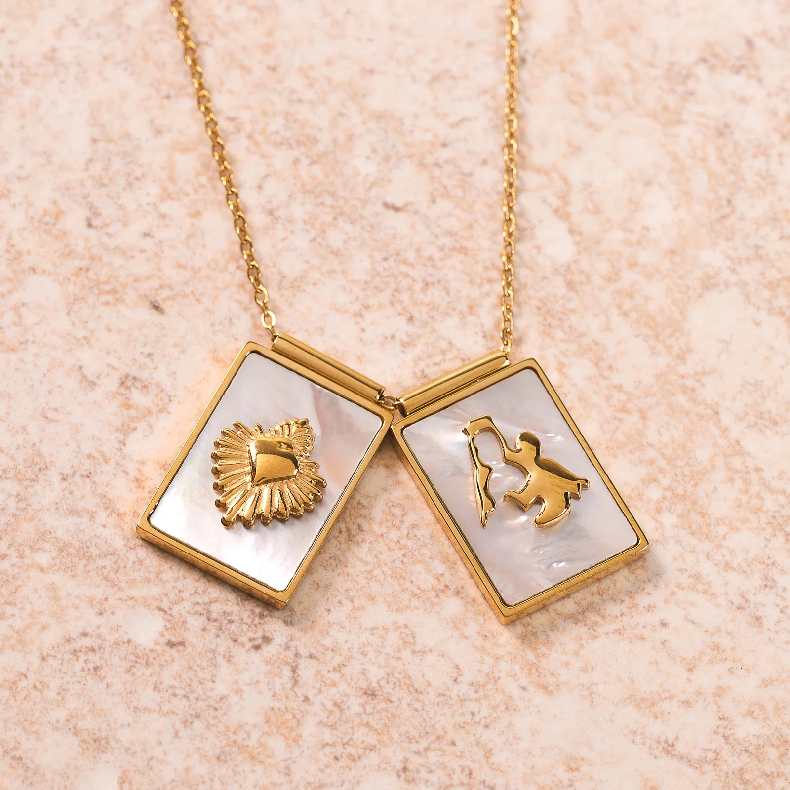 Infinity Chain Gold & Mother of Pearl Scapular Necklace