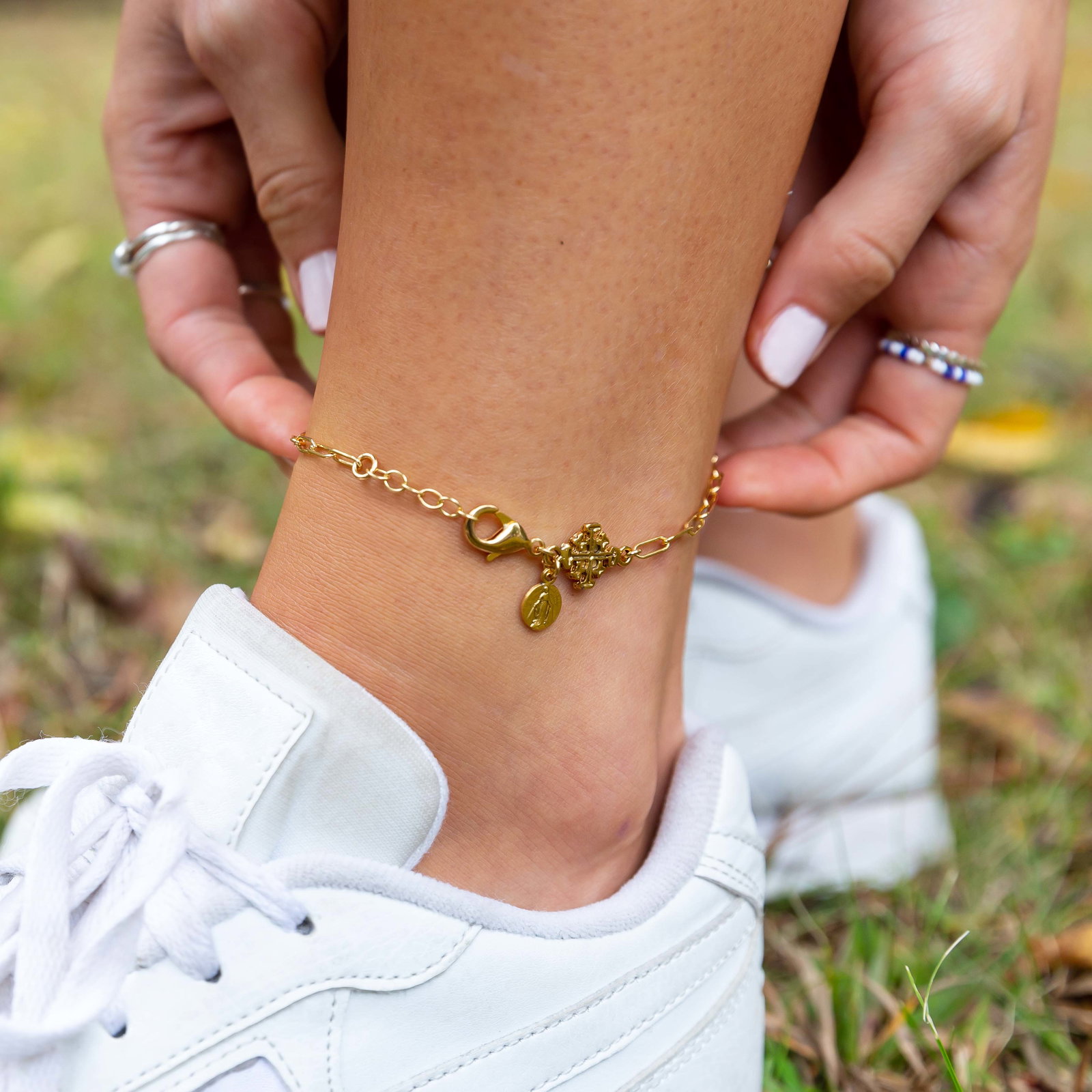 Marian Paper Clip Chain Anklet - Gold