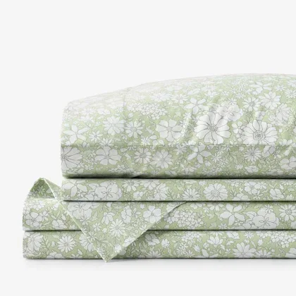 Image of Misty Meadow Floral Classic Smooth Sateen Bed Sheet Set