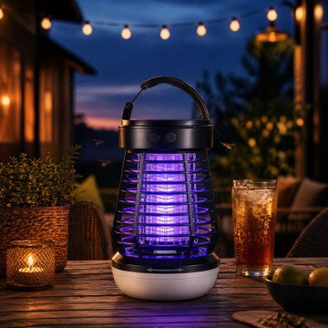 3-in-1 Rechargeable Bug Zapper – Indoor/Outdoor Blue Light Trap