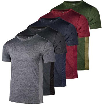 5-Pack Men's Active Athletic Dry-Fit Performance T-Shirts