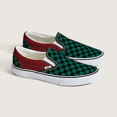 Green Red Classic Slip-On Checkerboard Shoe