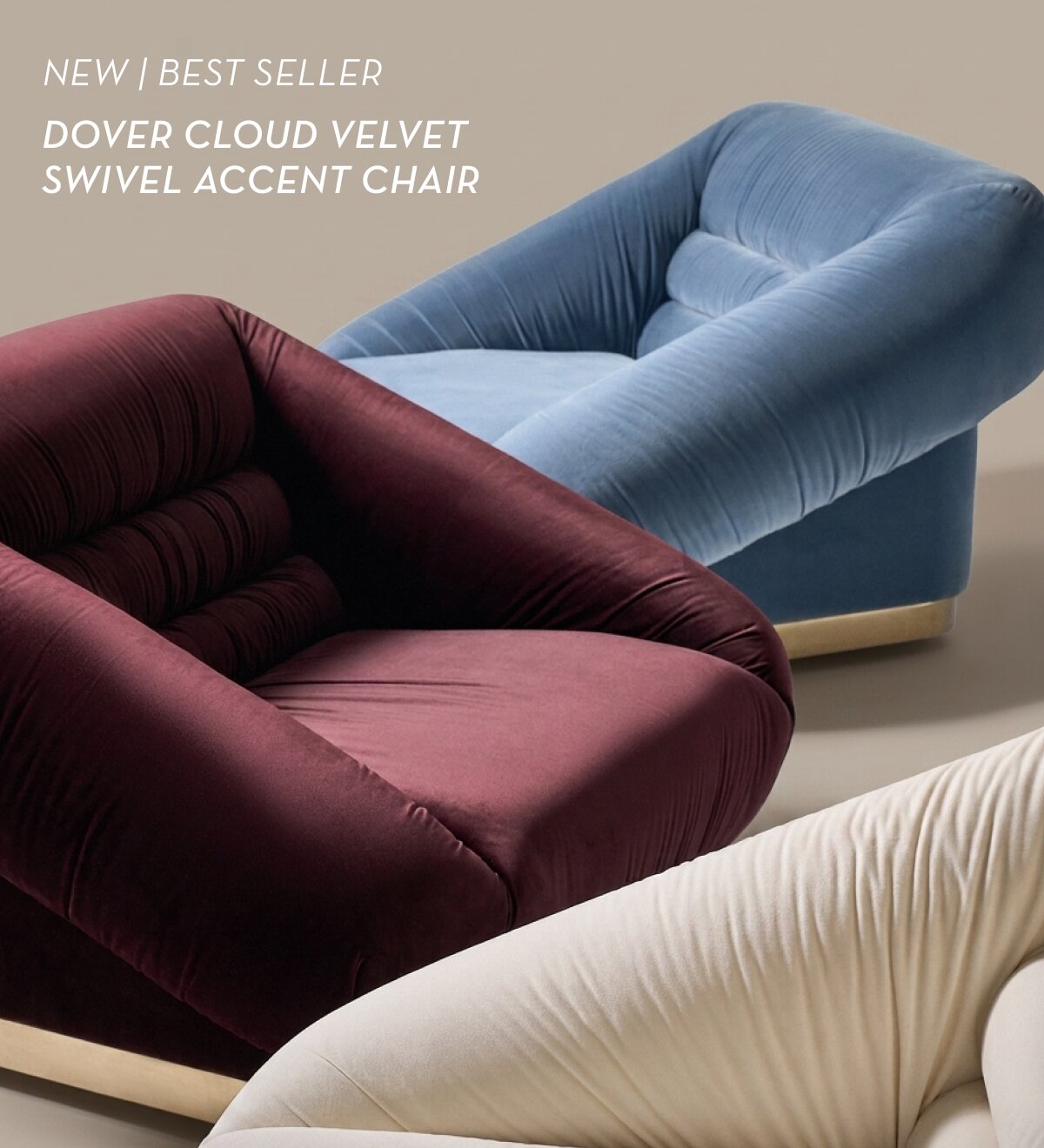 Dover Cloud Velvet Swivel Accent Chair
