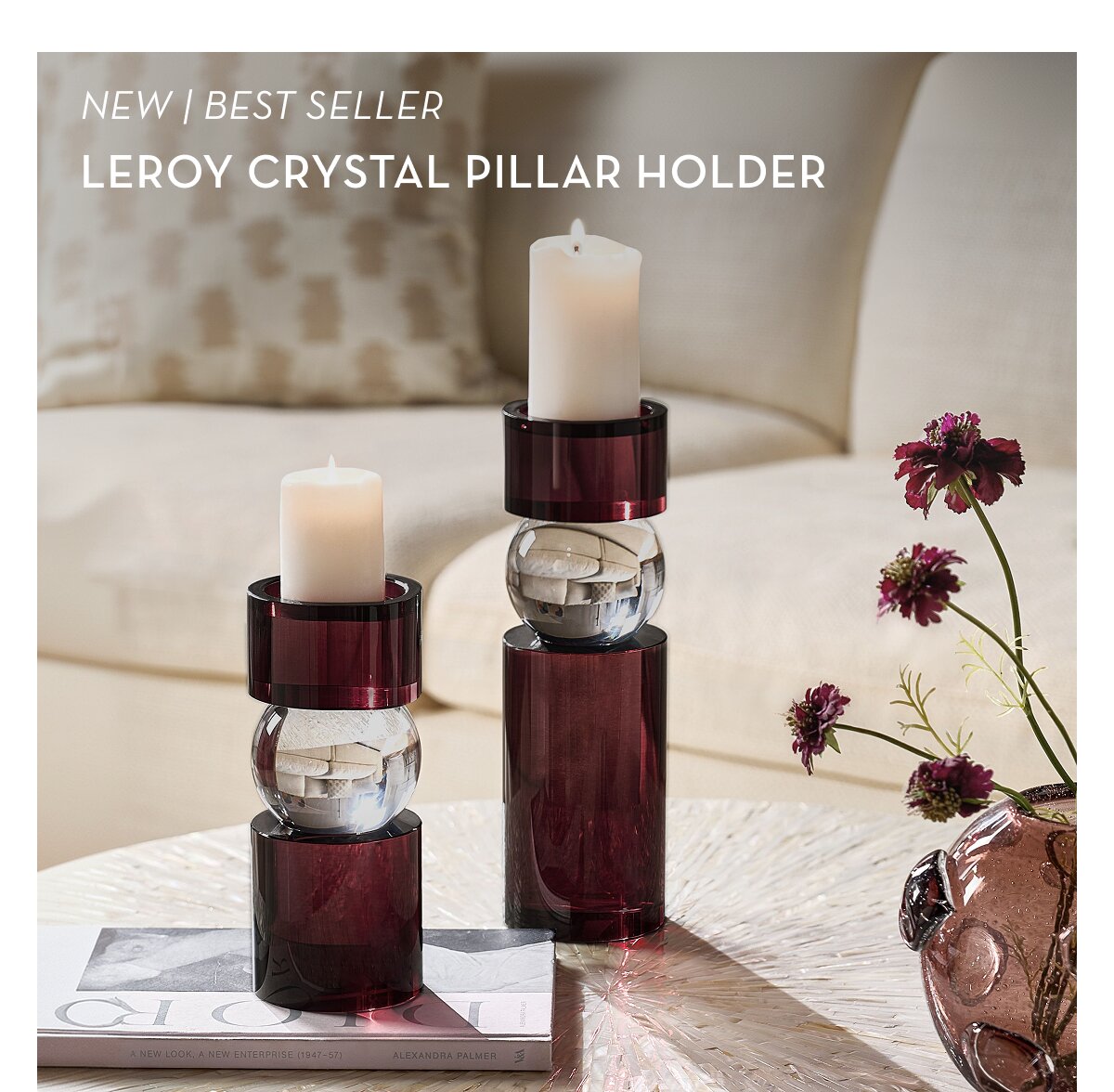Leroy Crystal Pillar Holder