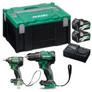 Hikoki KC18DE 2 Piece 18V Brushless Power Tool Kit, 2x 5.0Ah 18V MV Batteries, Charger & Case