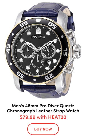 INV-49831  INVICTA Men's 48mm Pro Diver Quartz Chronograph Leather Strap Watch  $79.99 with HEAT20