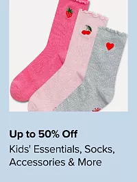 50% off kids essentials, socks, accessories and more. Shop now. Three pairs of socks.