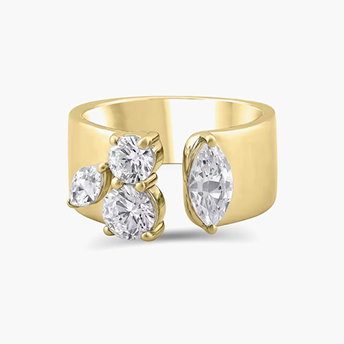 Lab Grown Diamond Marquise and Round Diamonds in 14K Yellow Gold