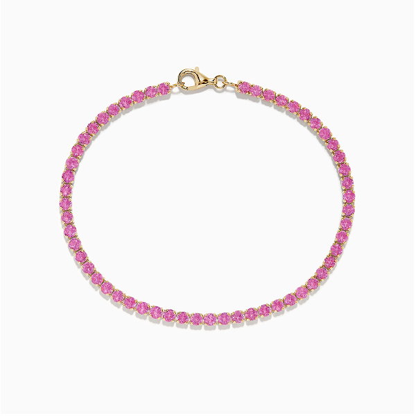 14K Yellow Gold Pink Sapphire Tennis Bracelet