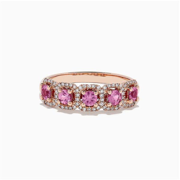 14K Rose Gold Pink Sapphire and Diamond Ring, 0.85 TCW
