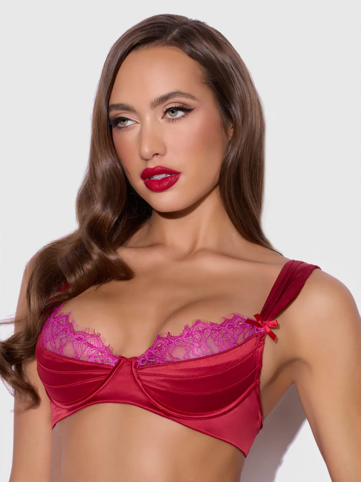 Image of Rosalind Satin & Lace Satin Half Cup Bra