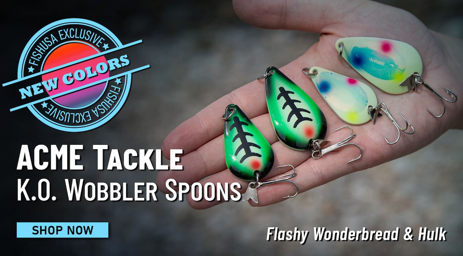 New FishUSA Exclusive Colors ACME Tackle K.O. Wobbler Spoons Flashy Wonderbread & Hulk Shop Now