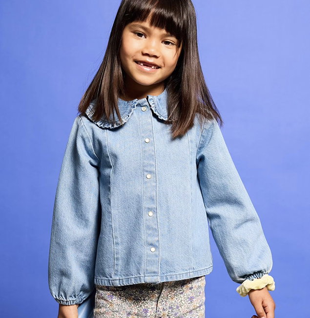 Denim shirt with long sleeves for girls - double stone