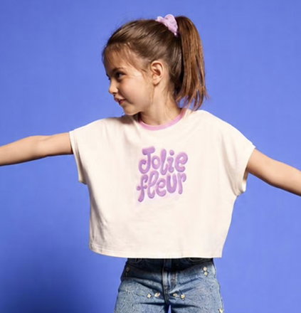 Short-sleeved T-shirt for girls - ecru